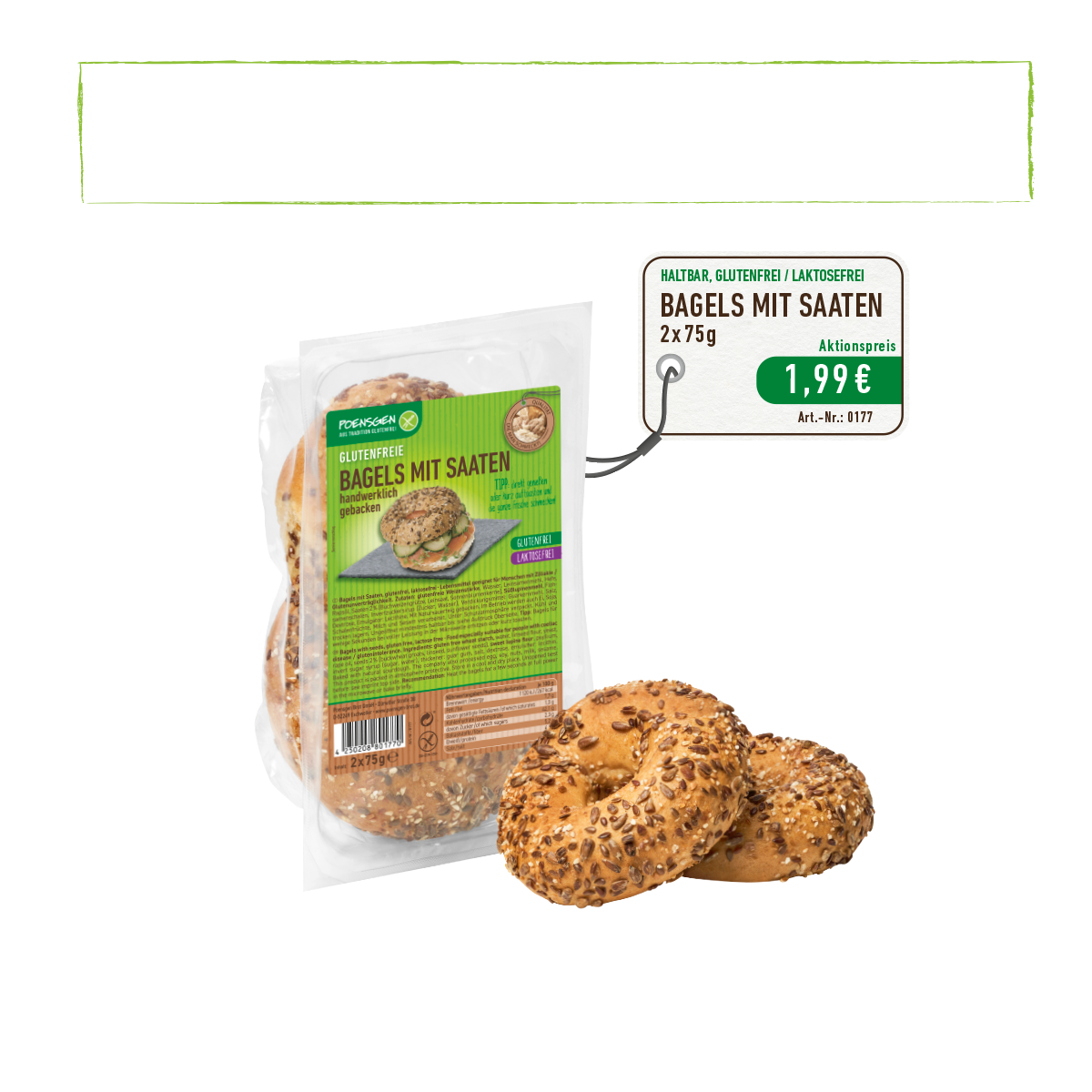 Neues Produkt im Angebot, glutenfreie Bagels mit Saaten