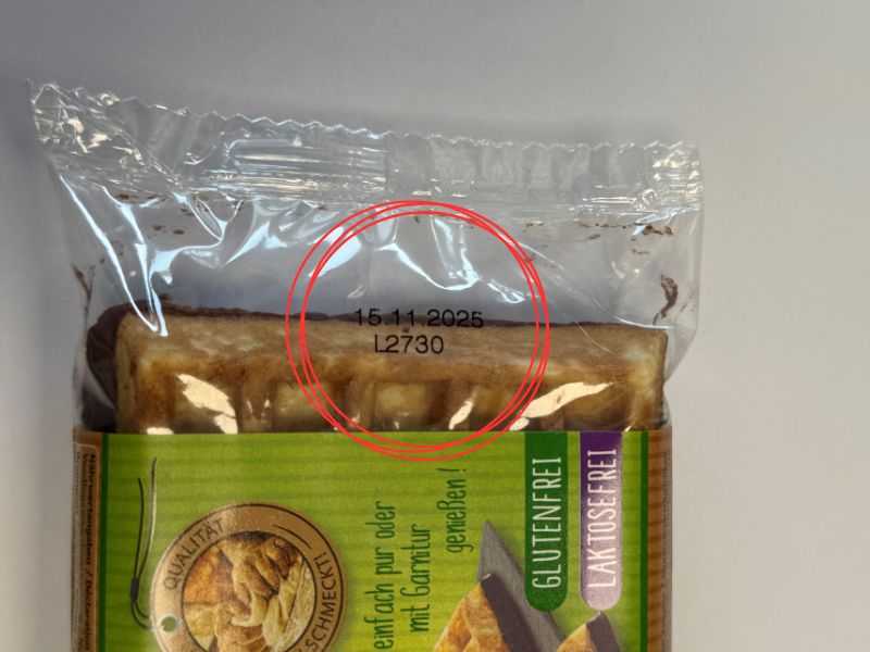 Hier sehen Sie wo Sie die Losnummerfinden können auf einer Verpackung