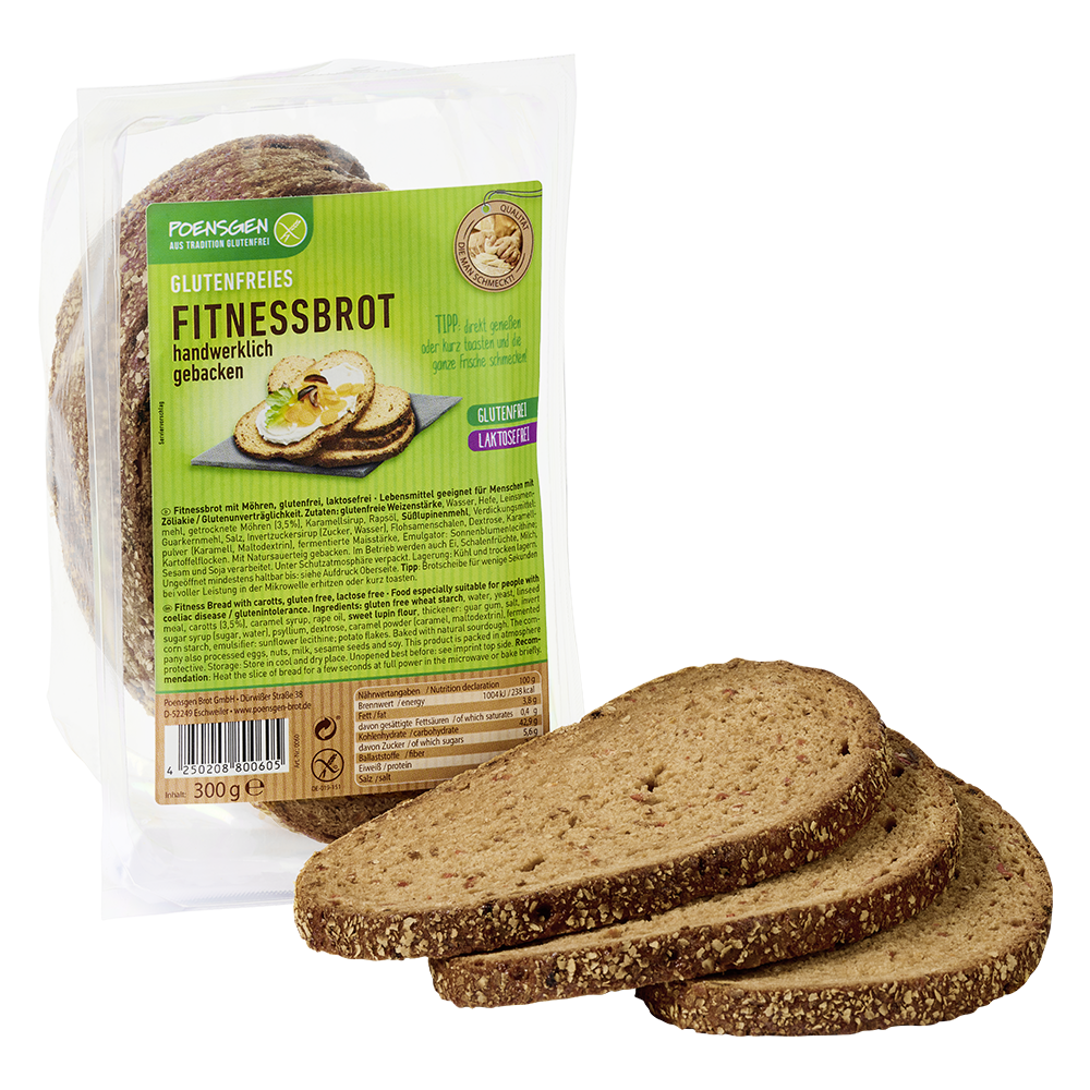 Fitnessbrot_Freisteller_mit_Produkt_1000x1000 Fitnessbrot mit Möhren 300g, glutenfrei / laktosefrei