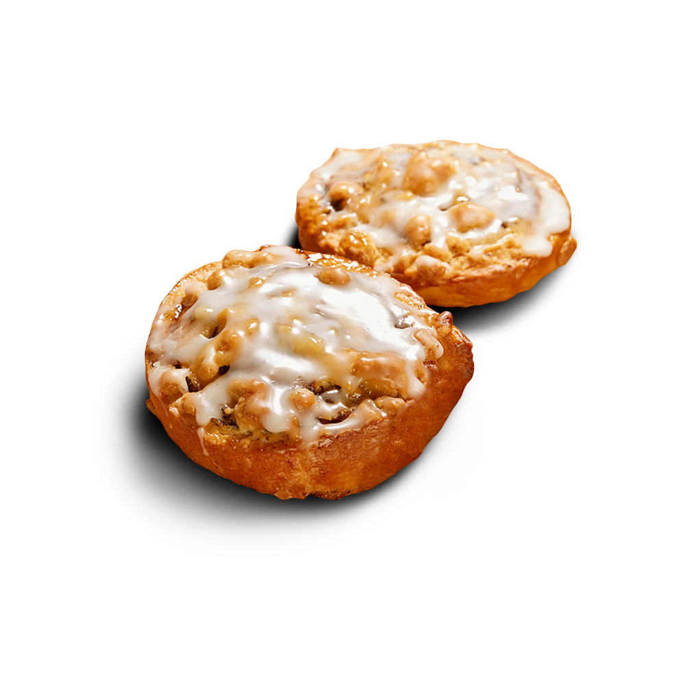 Poensgen glutenfreie Mohnschnecken 2x110g Zwei glutenfreie runde Mohnschnecken mit sichtbarer Mohnfüllung, Butterstreuseln und Zuckergussglasur