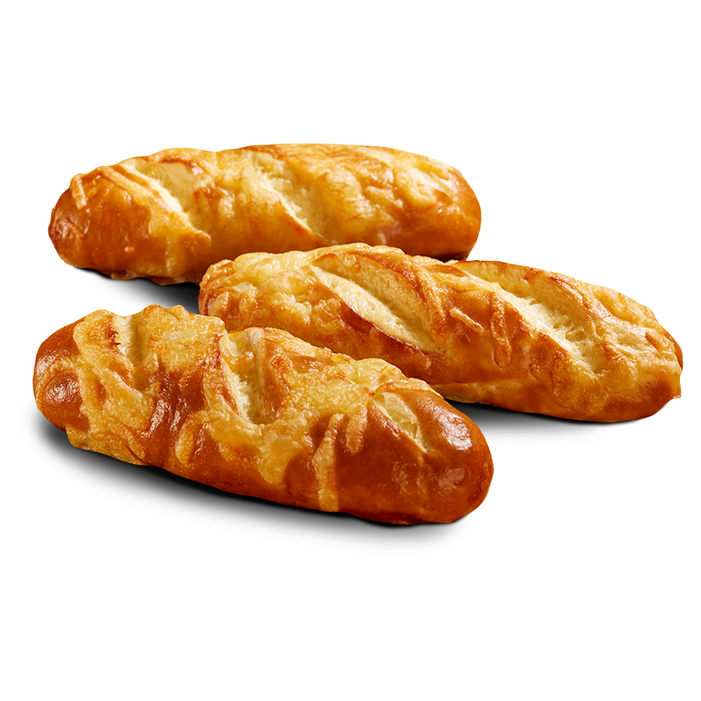 Poensgen glutenfreie Käse Laugenstangen Drei mit Käse überbackene glutenfreie Laugenstangen