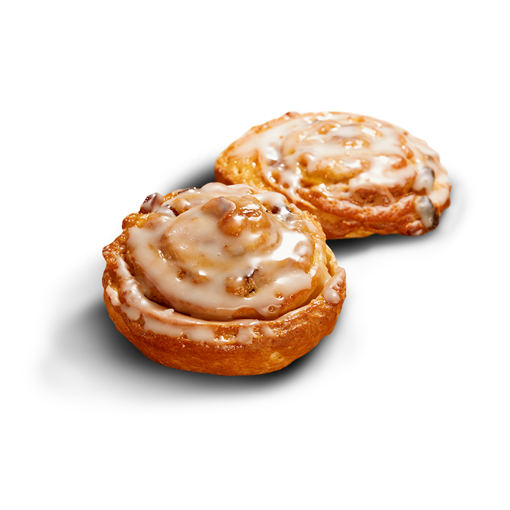 Poensgen glutenfreie Rosinenschnecken 2x110g Zwei glutenfreie Rosinenschnecken mit sichtbaren Rosinen im Teig und Zuckergussglasur überzogen