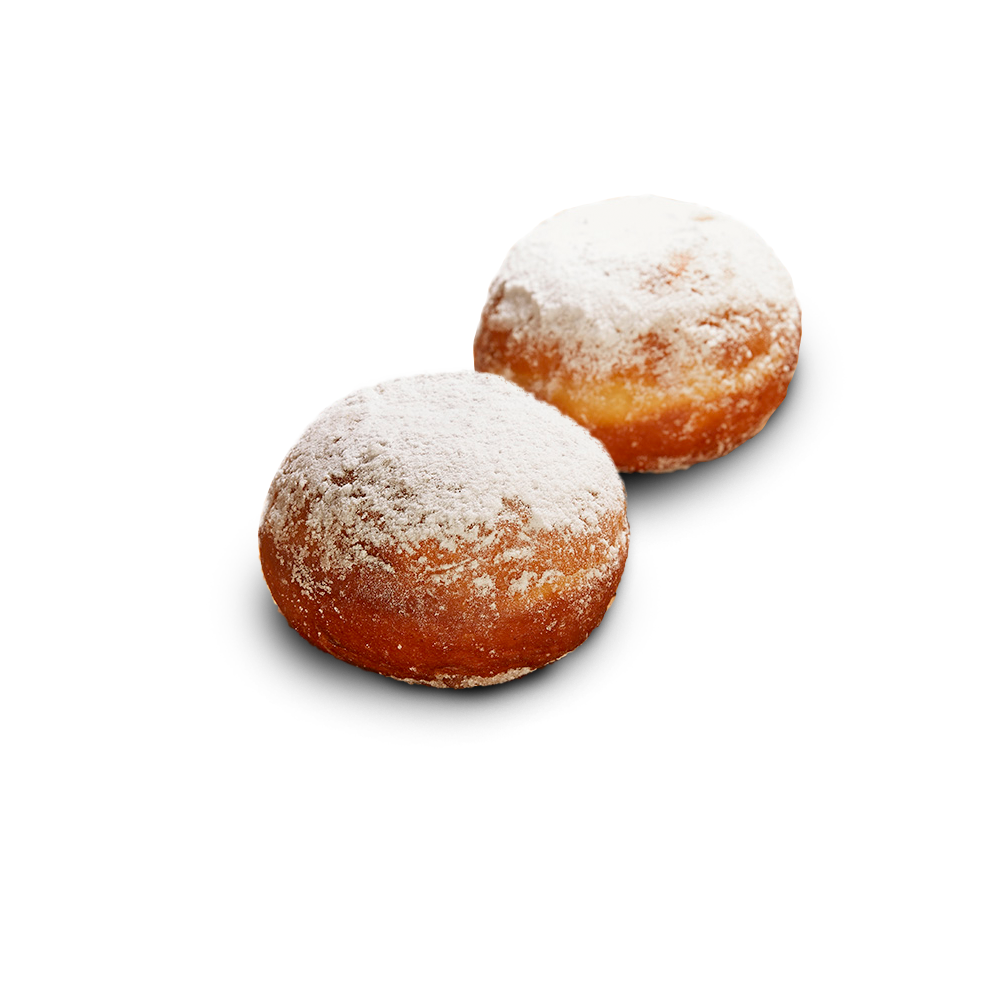 Poensgen glutenfreie Berliner Zwei glutenfreie Poensgen Berliner mit Puderzucker