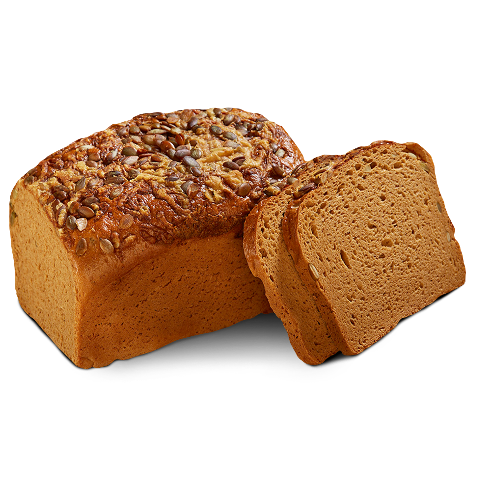 Poensgen glutenfreies Kürbis Country Brot, 750 g Kastenförmiges, glutenfreies Kürbis Country Brot mit Kürbiskernen bedeckt von Poensgen
